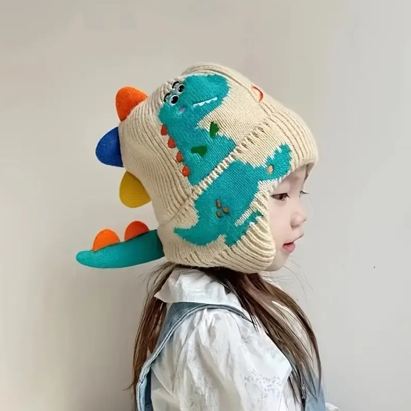 Dinosaur Knit Hat Beanie for Kids New Boutique Size 3 to 10 years old - Picture 5 of 5